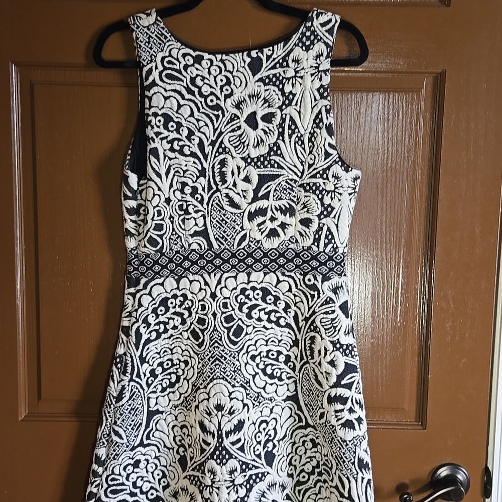 Anthropologie-Blk/iv textured A line dress with different band Sz S NWT - Picture 7 of 10